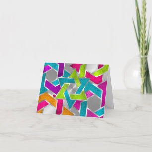 Thank You Card Multicolored Star of David Silver