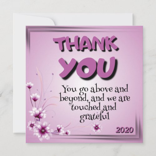 Thank You Card Over and Above
