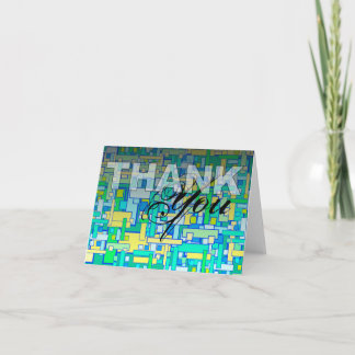 Thank You Card Pattern Square Box Blue