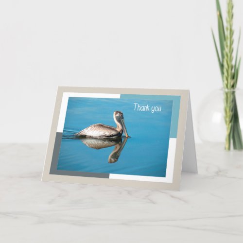 Thank You Card Pelican with Reflection