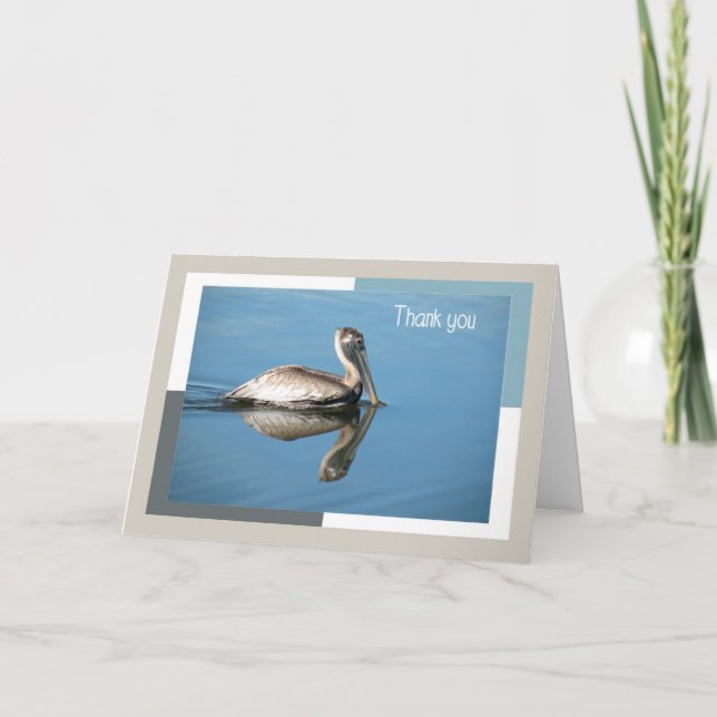 Thank You Card, Pelican with Reflection Card (Front)