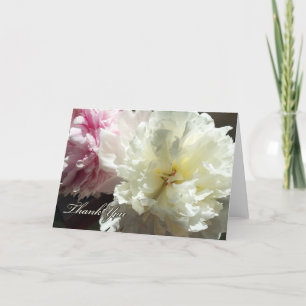 Thank You Card, Peonies in White and Pink, Floral