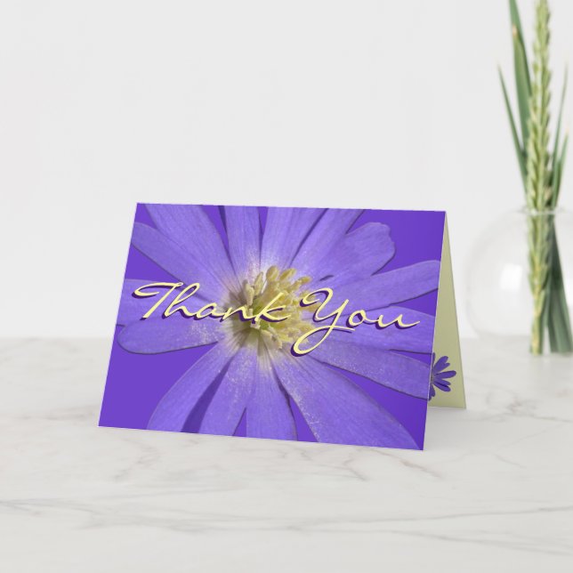 Thank You Card Personalize Blue Daisy Flower Cards (Front)