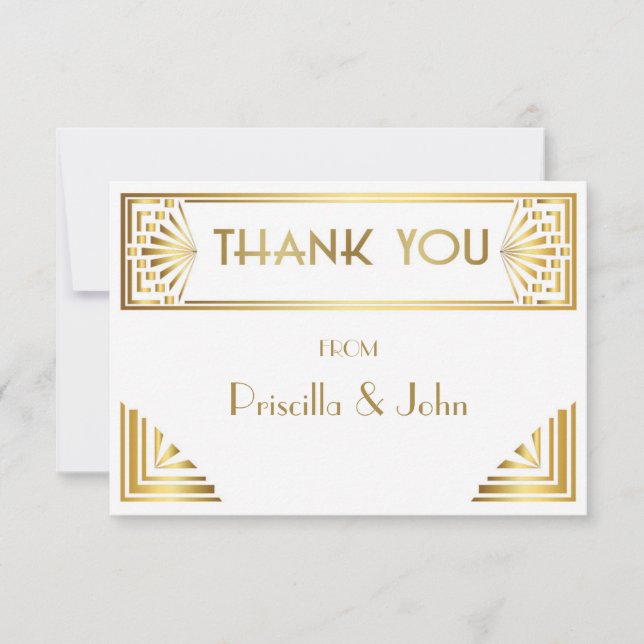 Thank You Card,Photo Back,Great Gatsby,white gold Card (Front)