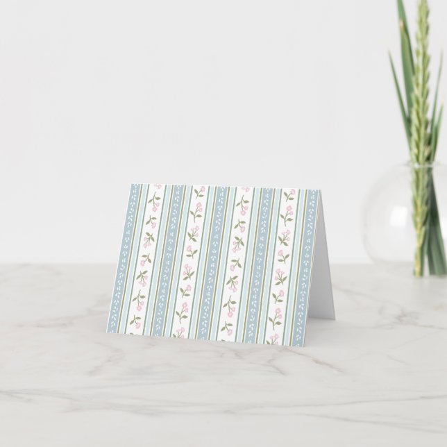 Thank You Card | Preppy Floral Stripe Baby Shower (Front)