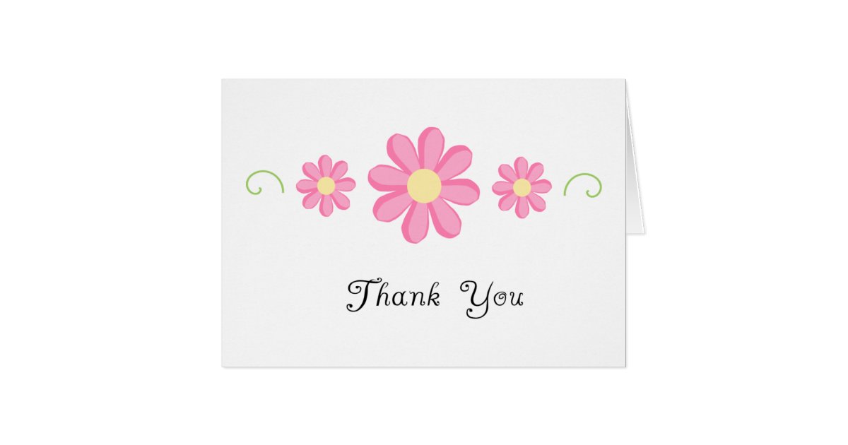 thank you card - pretty pink flowers | Zazzle