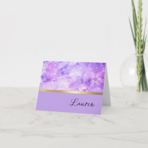 Thank You Card Purple and Pink Watercolor Floral