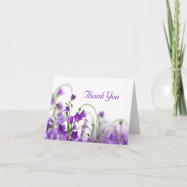 Thank You Card--Purple Flowers Horizontal Card (Front)