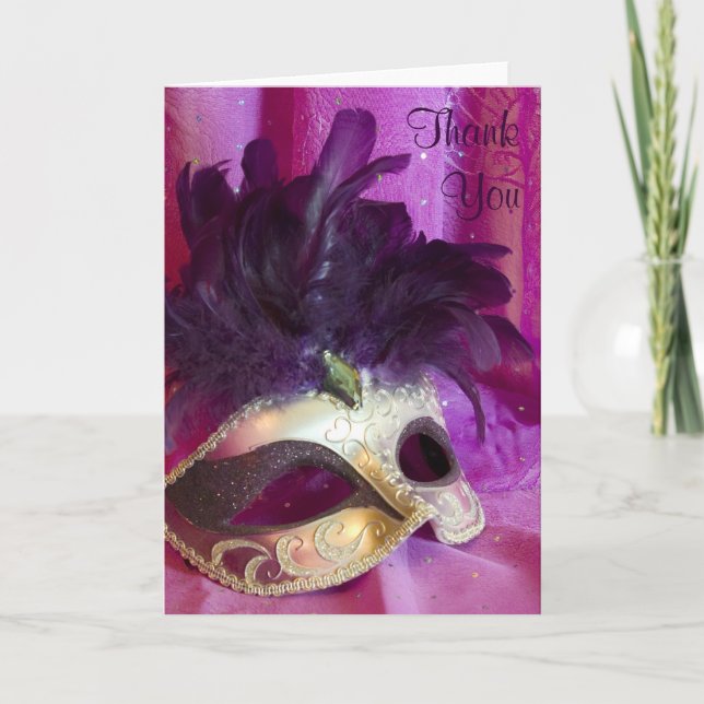 Thank You Card - Purple Masquerade Mask (Front)