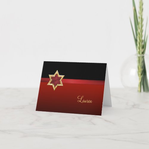 Thank You Card Red and Black Ombre Star