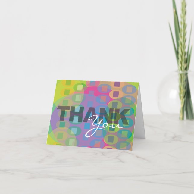 Thank You Card Reto Abstract Cube (Front)