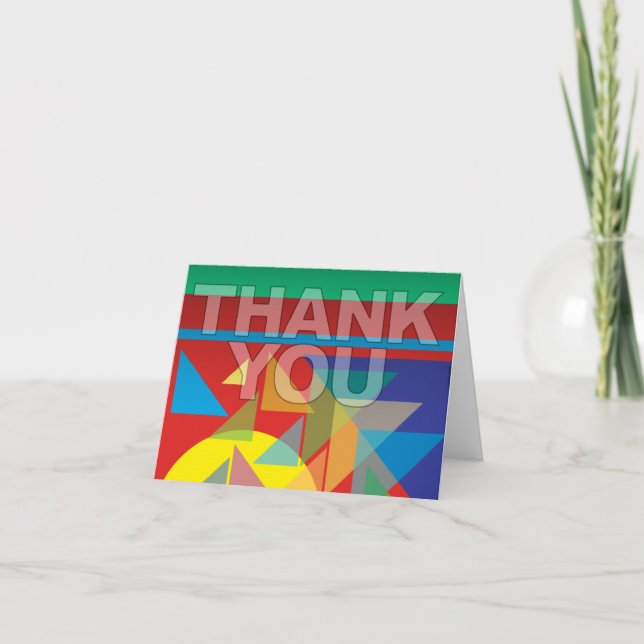 Thank You Card Reto Abstract Geometric (Front)