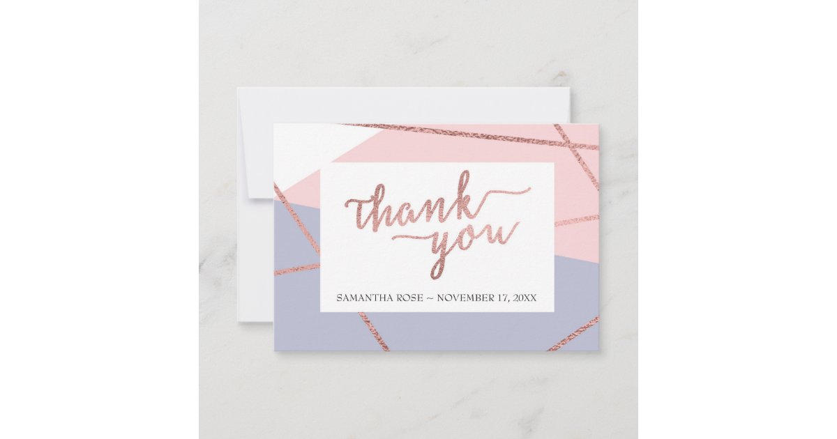 Thank You Card, Rose Gold Zazzle