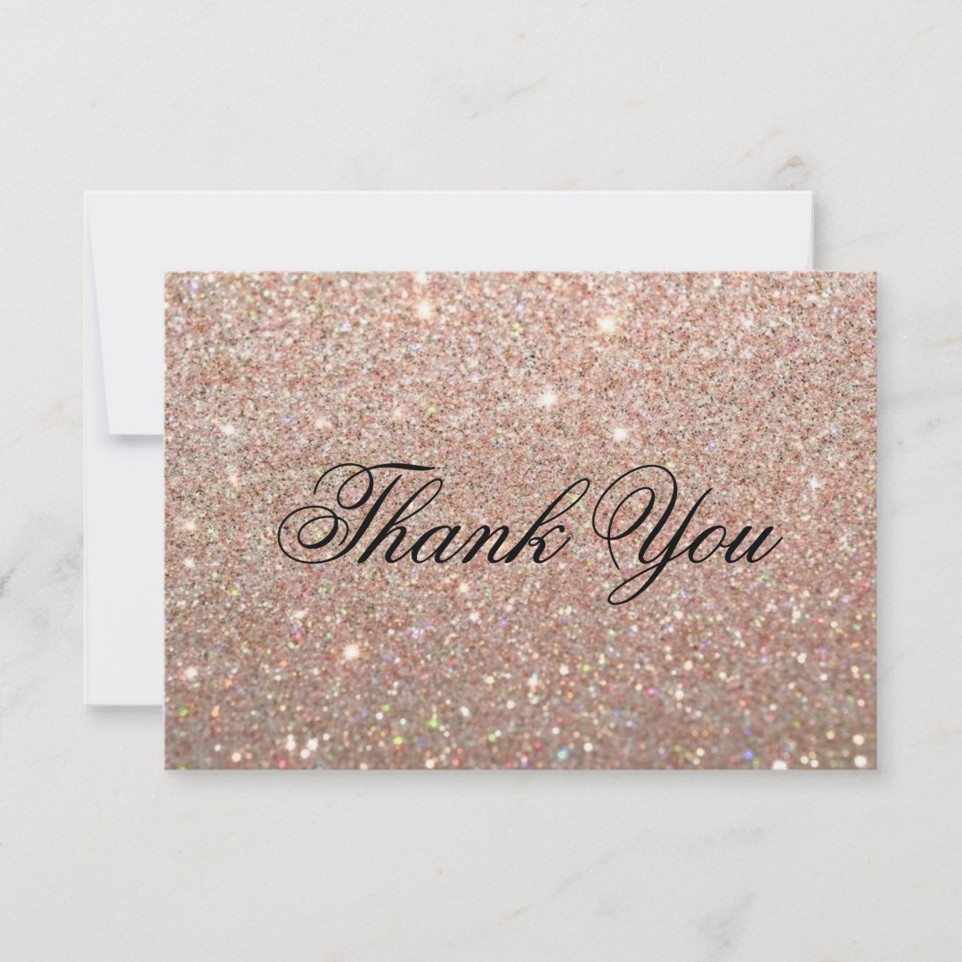 Thank You Card Rose Gold Glit Fab Zazzle