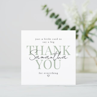 Thank You Card Sage Green Modern Script Name
