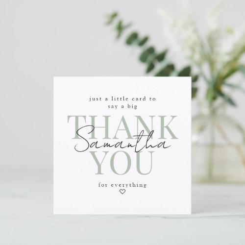 Thank You Card Sage Green Modern Script Name