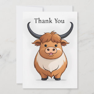 Thank You Card Scottish Highland Cow 