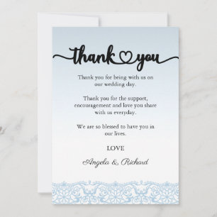 Thank You Card, Script Thank You Card, Lace
