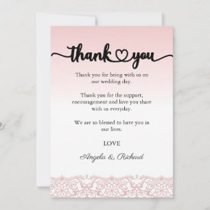 Thank You Card, Script Thank You Card, Lace Card