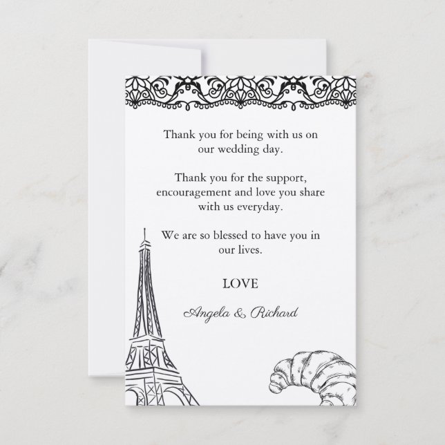 Thank You Card, Script Thank You Card, Paris Card (Front)