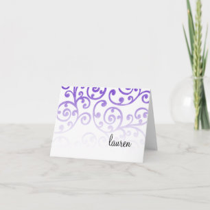 Thank You Card Scroll Pattern Purple