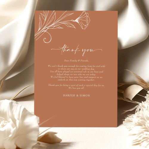 Thank You Card Terracotta Script Info