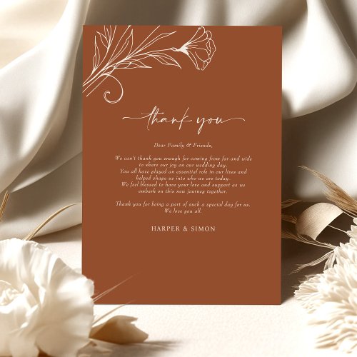 Thank You Card Terracotta Script Info