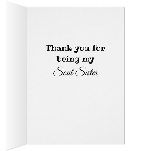 Thank you card "Thank you for being my soul sister (Inside (Right))