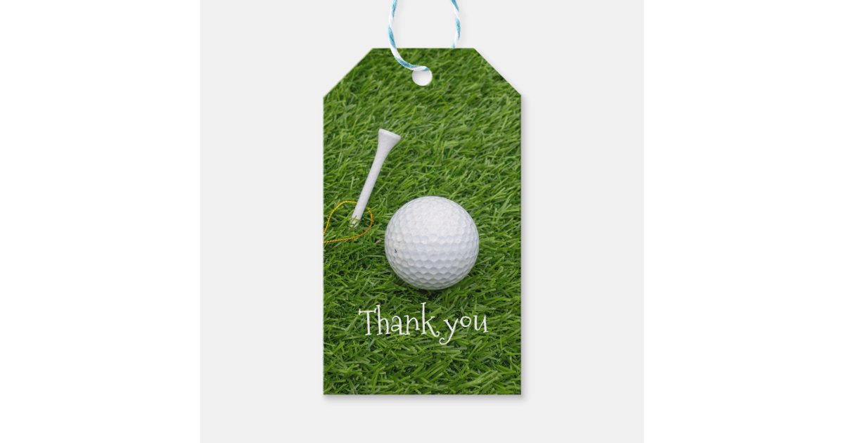 Thank you card to golfer with golf ball and tee gift tags Zazzle