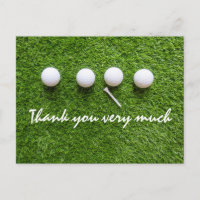 Thank you card to golfer with golf ball on green