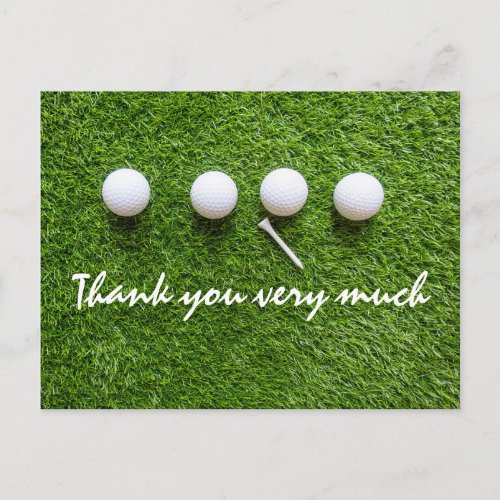 Thank you card to golfer with golf ball on green