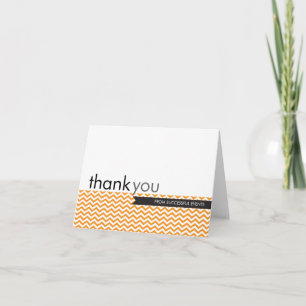 THANK YOU CARD trendy modern chevron stripe orange