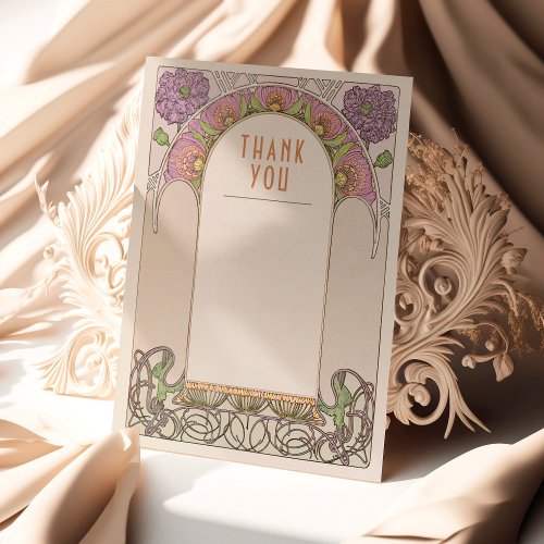 Thank You Card Vintage Art Nouveau Wedding Insert