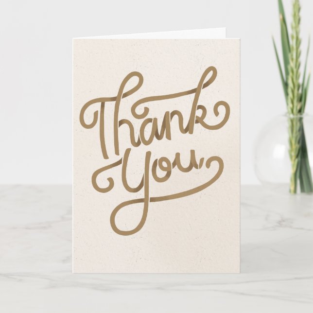 Thank You Card, Vintage Looking, Hand Lettered Card (Front)