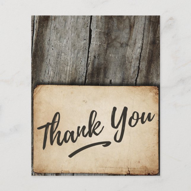 Thank You card -  vintage, wood background, rustic Flyer (Front)