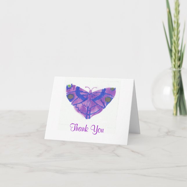 "Thank you" card w/purple butterfly (Front)