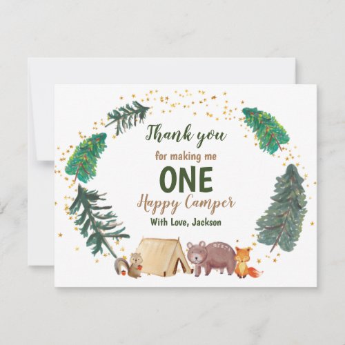 Thank you Card Watercolor Happy Camper Birthday