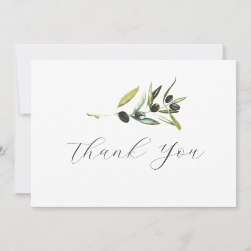 Thank You Card Watercolor Olive Branch