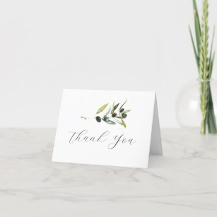 Thank You Card Watercolor Olive Branch