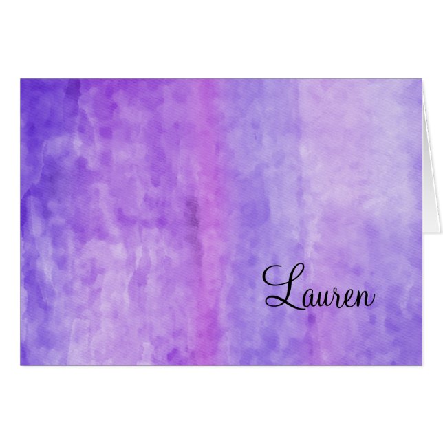 Thank You Card Watercolor Streaks Purple (Front Horizontal)