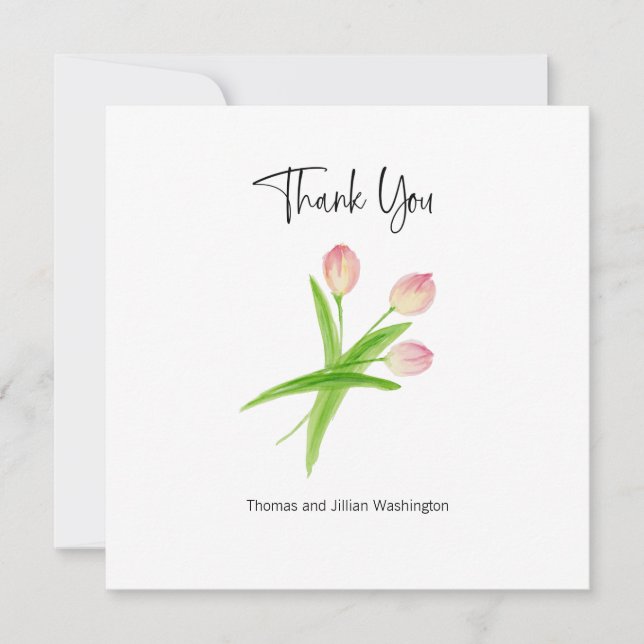 Thank you Card Watercolor Tulips Personalized (Front)