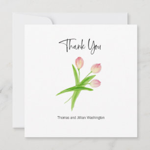 Thank you Card Watercolor Tulips Personalized
