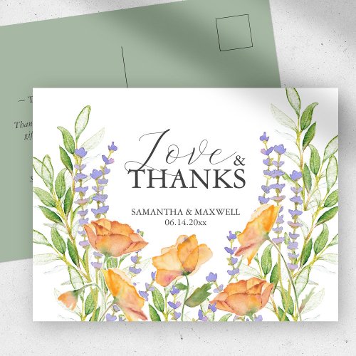 Thank You Card Watercolor Wildflowers