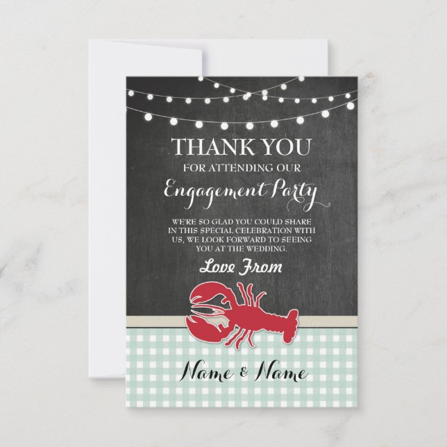 Thank You Card Wedding Crawfish Boil Lobster Beach (Front)