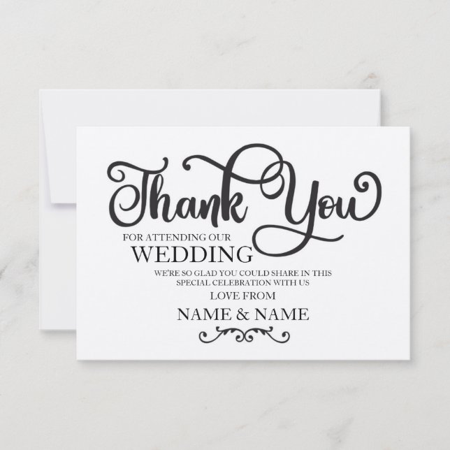 Thank You Card Wedding Rustic Engagement Script (Front)