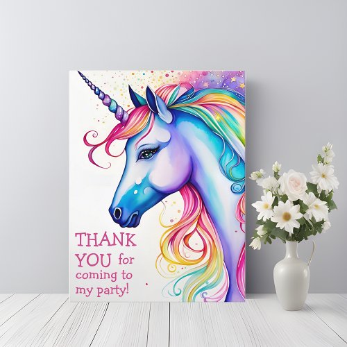 Thank You Card Whimsical Unicorn Birthday Postcard