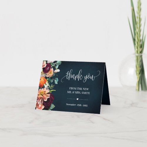 Thank You Card Wine Navy Burgundy Wedding Shower