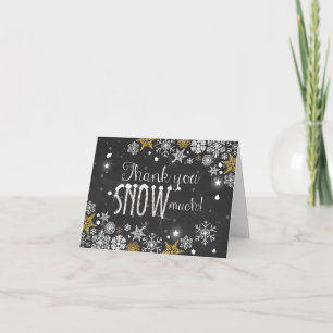 Thank you card Winter Cold Snowflakes Silver Gold
