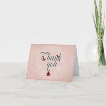 Thank You Card ~ Winter Pink Snowflake by VGInvites at Zazzle