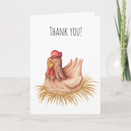 Thank you card with a hen illustration